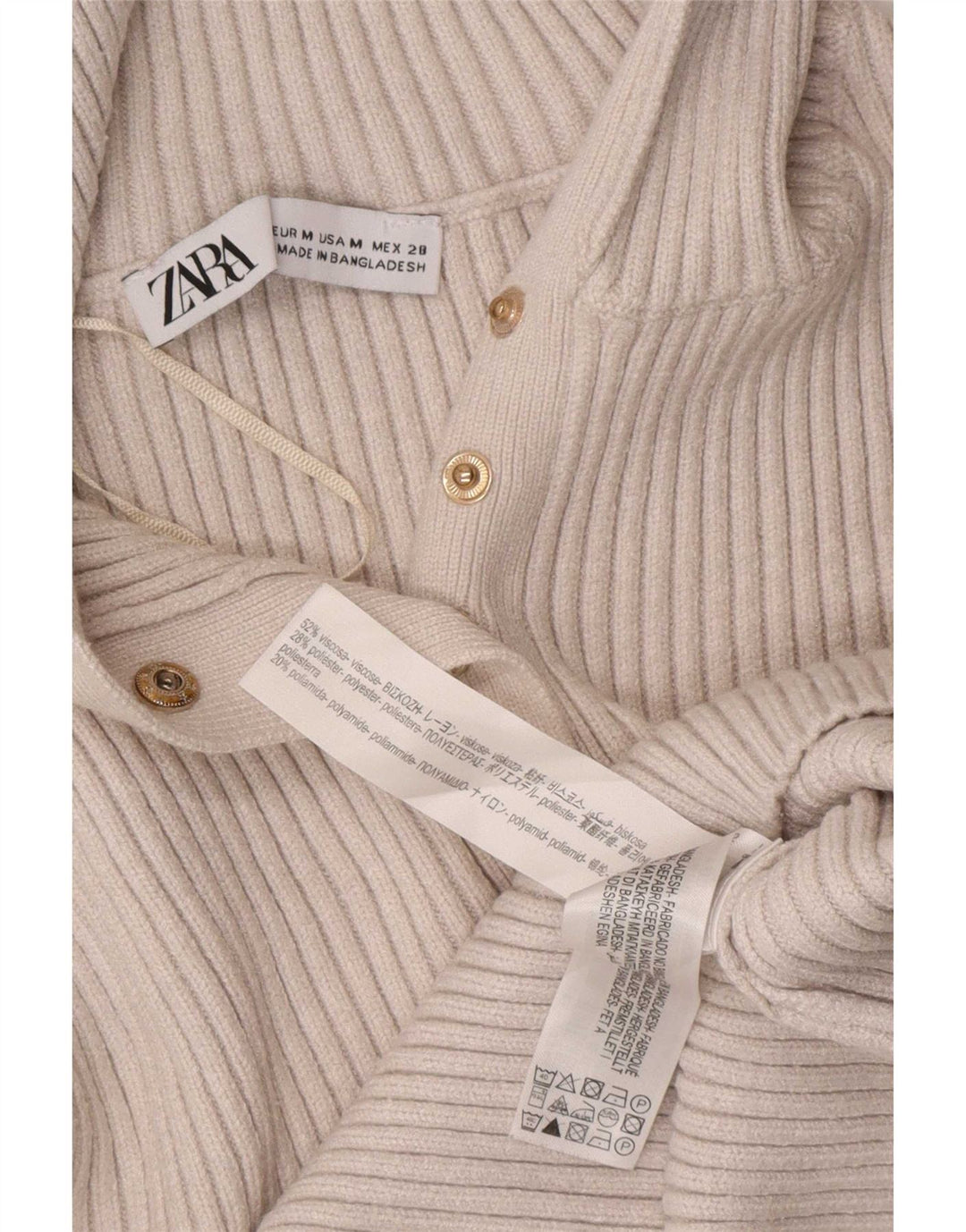 Zara Damen Crop Top Langarm UK 12 Mittelweiße Viskose