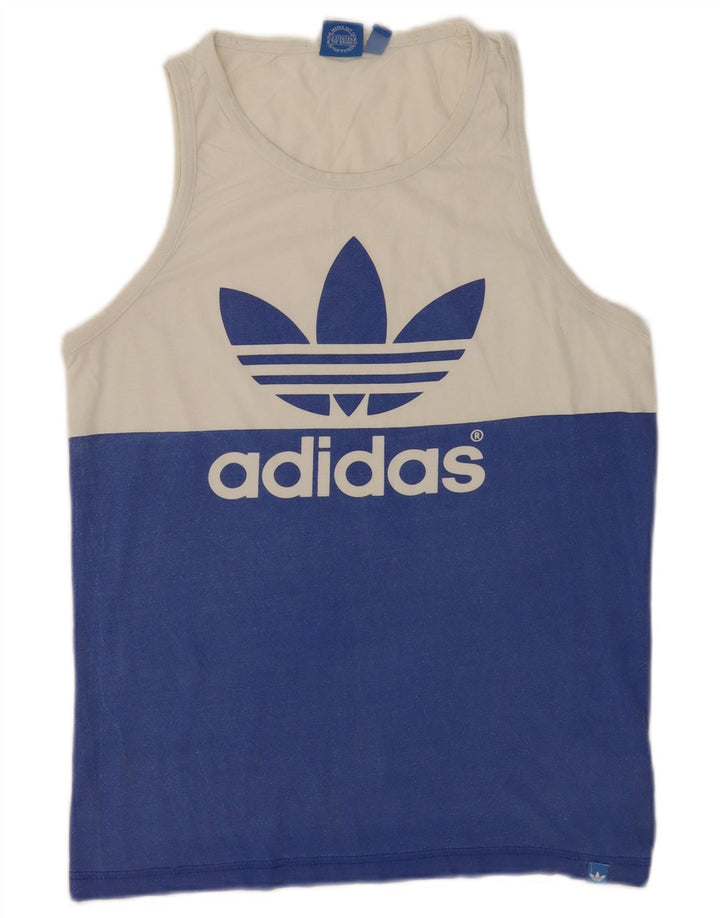 Adidas Herren Grafik-Trägershirt, mittelweiße Colourblock-Baumwolle