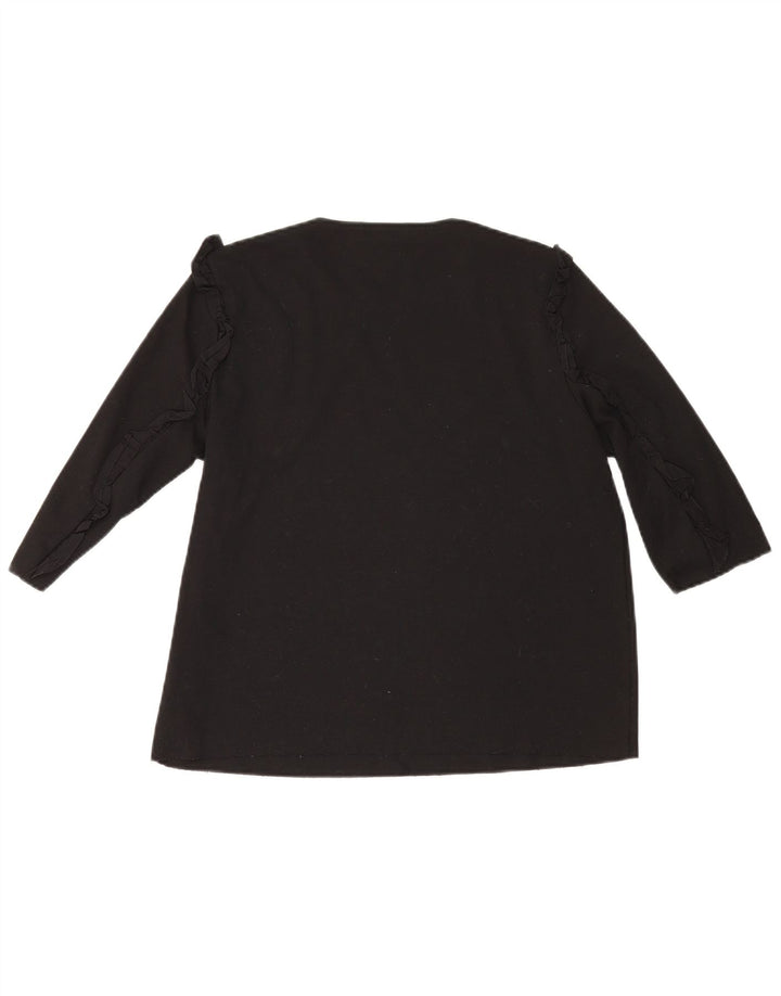 Zara Damen-Top, 3/4-Ärmel, UK-Größe 16, Größe L, Schwarz, Baumwolle