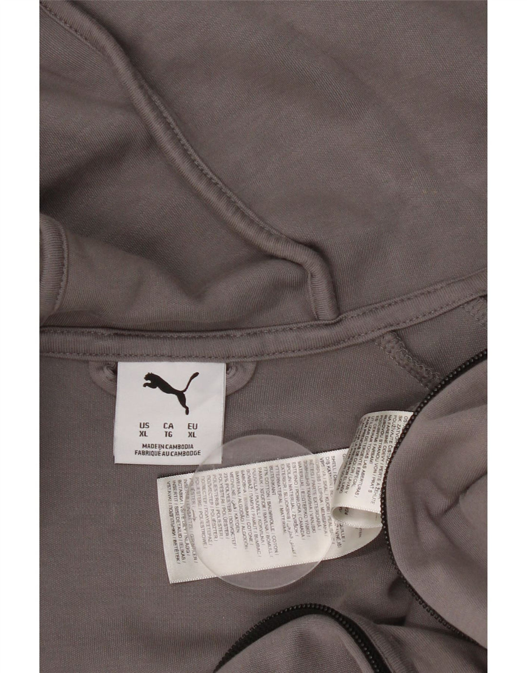Puma Herren-Kapuzenpullover mit Reißverschluss, XL, graue Baumwolle