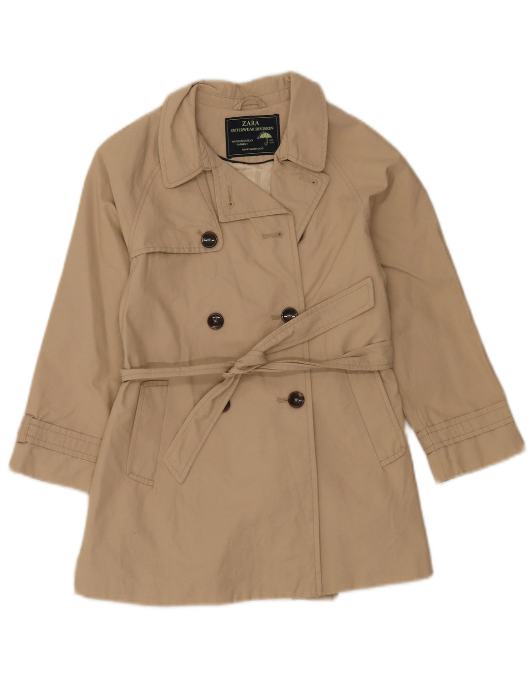 Zara Mädchen-Regenmantel, 7–8 Jahre, beige Baumwolle
