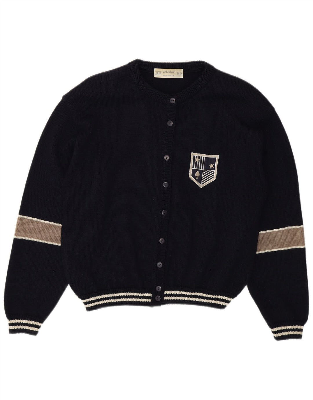 St Michael Damen-Strickjacke, Gr. 16/18, groß, Marineblau, Farbblock