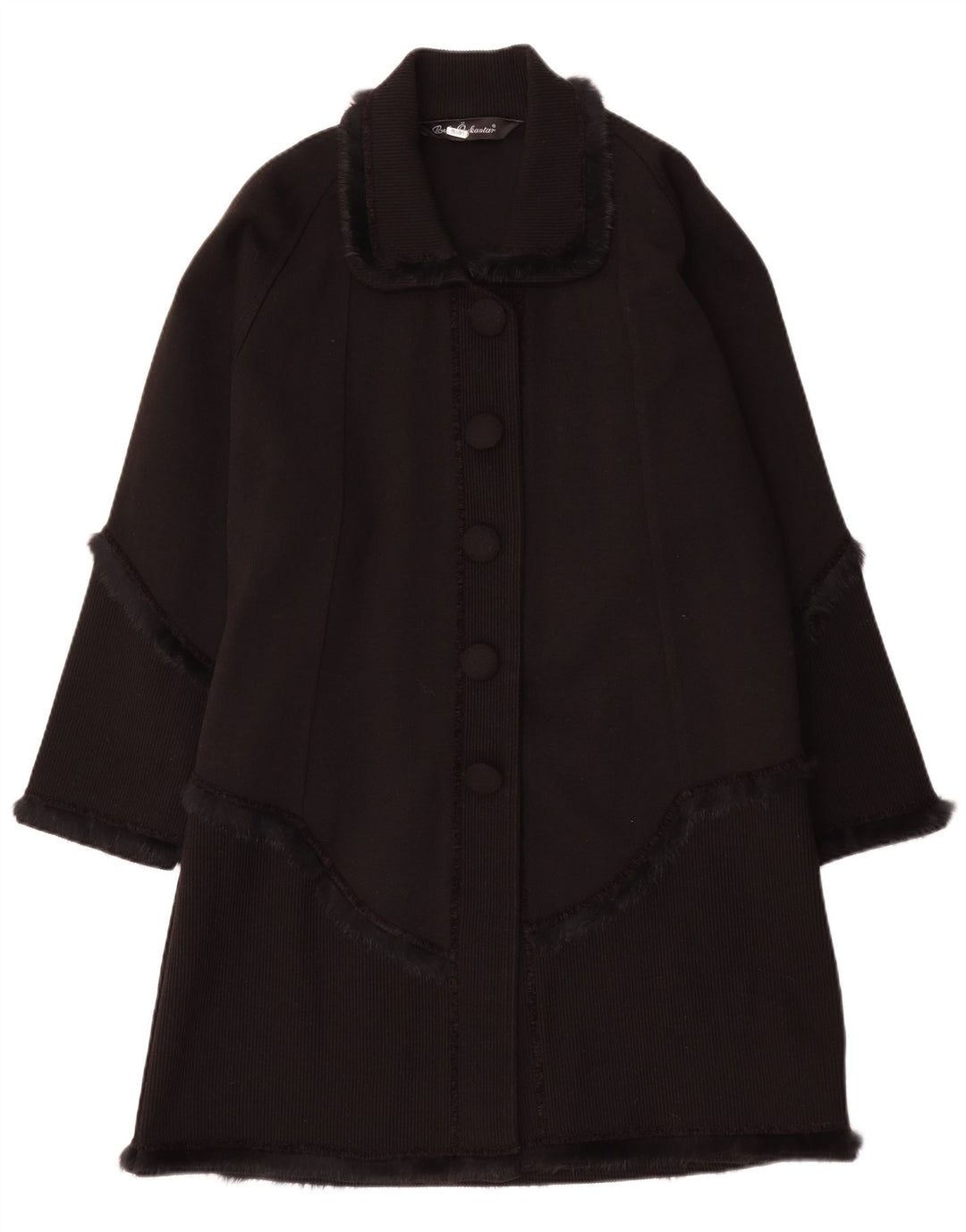 Vintage Damen Strickmantel UK 16 Large Black Classic