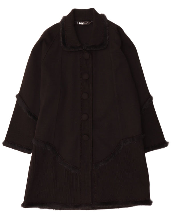 Vintage Damen Strickmantel UK 16 Large Black Classic