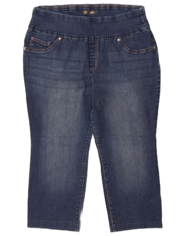 Lee Womens Sculpting Capri Mid Rise Slim Jeans US 18 2XL W38 L23 Blue