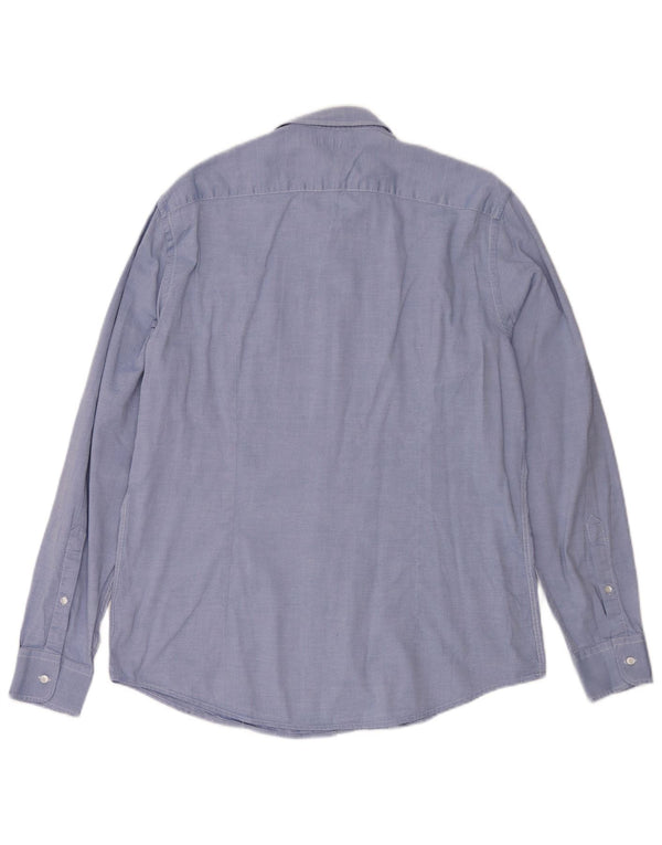 Trussardi Jeans Herrenhemd Größe 43 XL Blaue Baumwolle