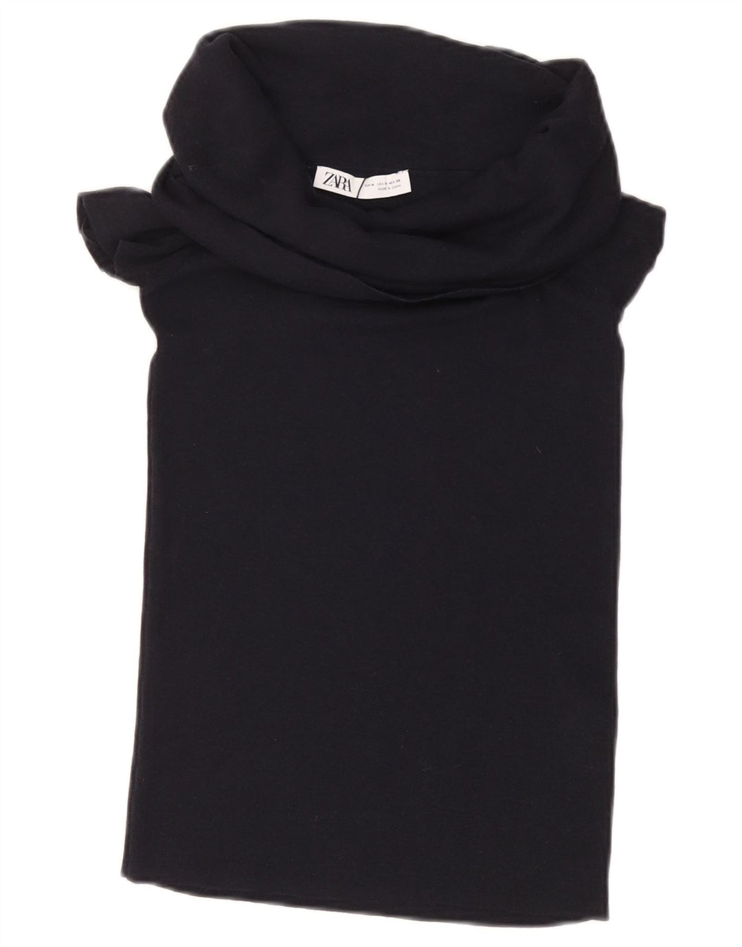 ZARA Damen Crop Bluse Top UK 12 Medium Schwarz Viskose