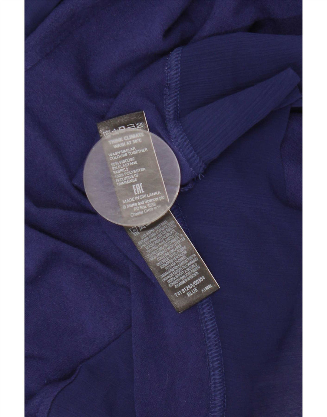 Marks & Spencer Damen Bluse Top UK 16 Large Marineblau Viskose