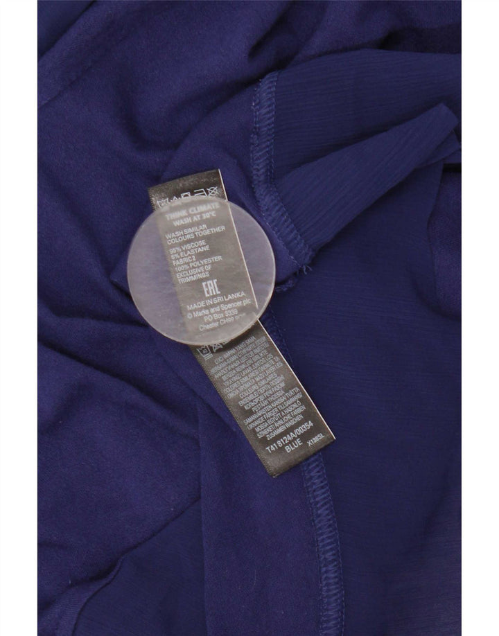 Marks & Spencer Damen Bluse Top UK 16 Large Marineblau Viskose