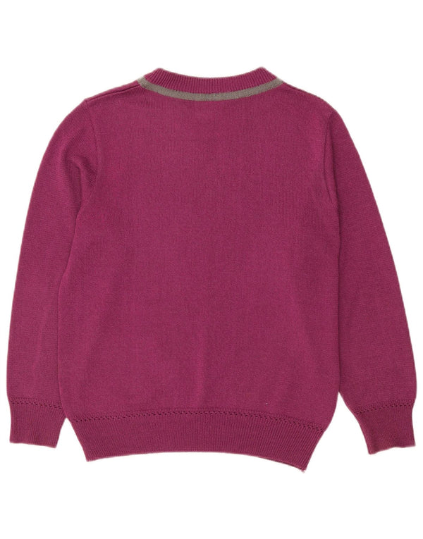 Vintage Damen Übergroßer Pullover mit Rundhalsausschnitt IT 40 Small Purple Floral