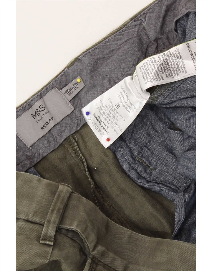 Marks & Spencer Herren-Chinohose mit normaler Passform, W34, L31, Khaki, Baumwolle
