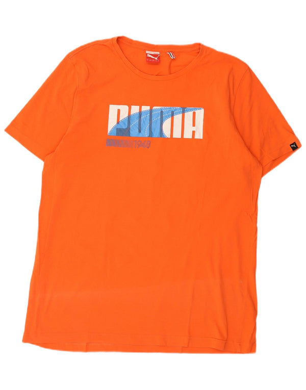 Puma Herren Grafik T-Shirt Top XL Orange Baumwolle