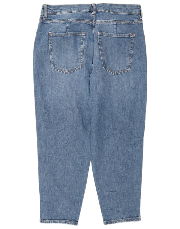 Marks & Spencer Damen Mom-Cropped-Jeans UK 14 Large W34 L25 Blaue Baumwolle
