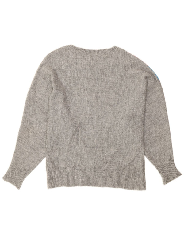 M&Co Damen-Pullover mit Fledermausärmeln und U-Boot-Ausschnitt, UK 14, Mittelgrau gestreift