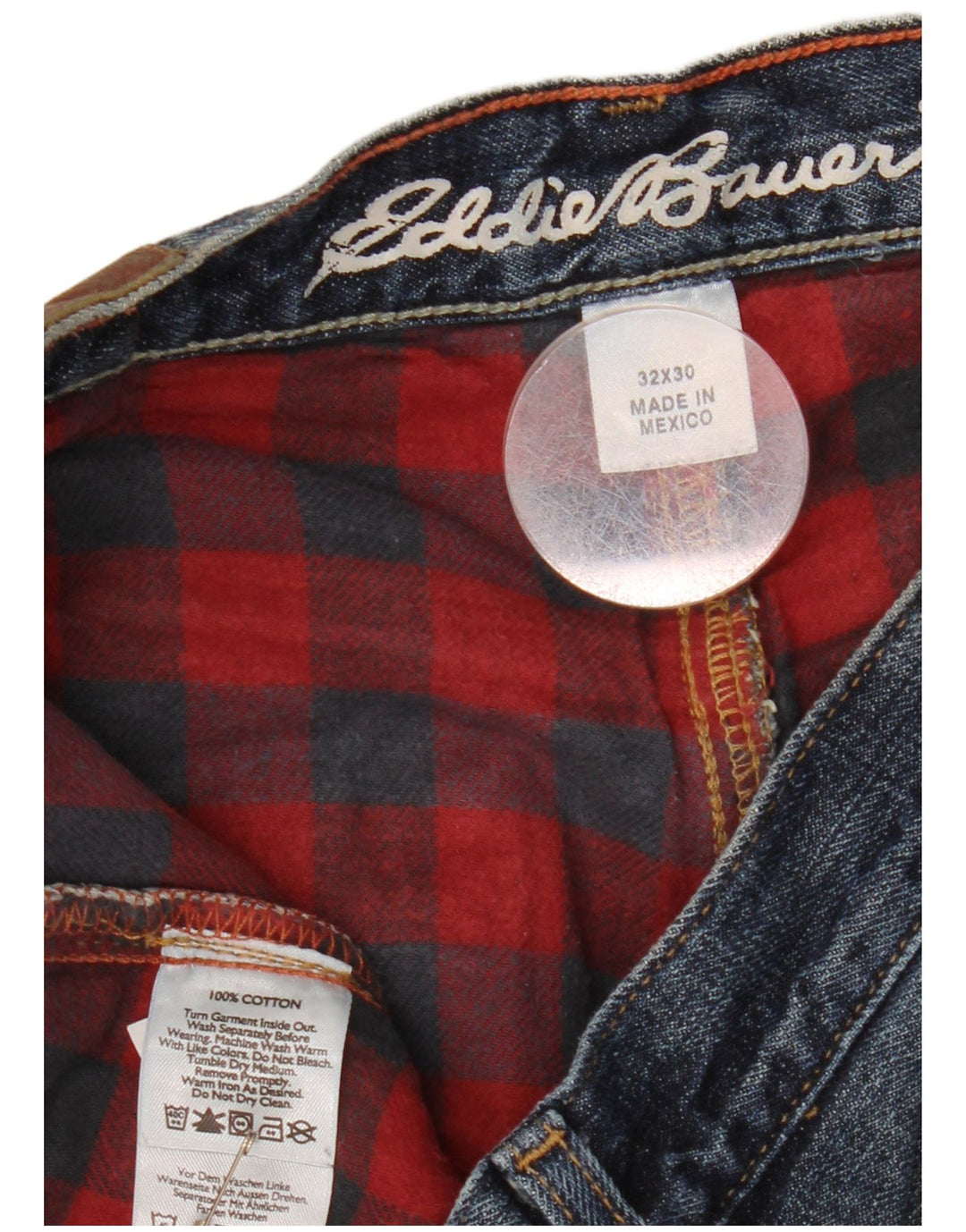 EDDIE BAUER Herren Straight Jeans W32 L30 Blaue Baumwolle