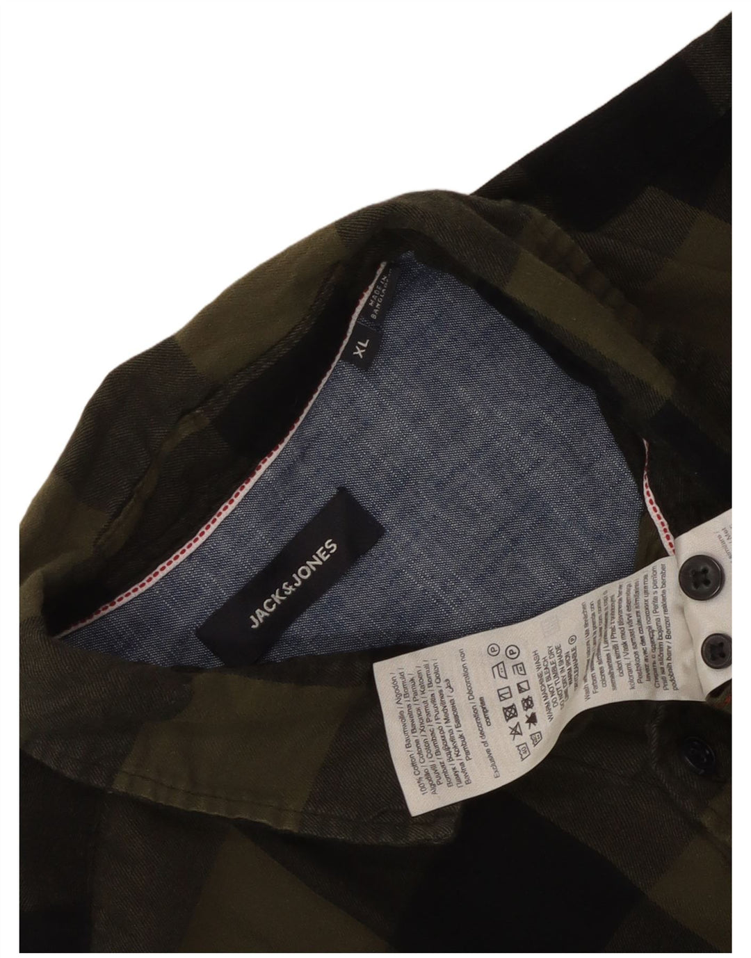 Jack & Jones Herren Flanellhemd XL Khaki Check Baumwolle