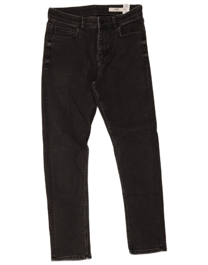 Marks & Spencer Damen Slim Jeans UK 12 Medium W30 L27 Grau Baumwolle