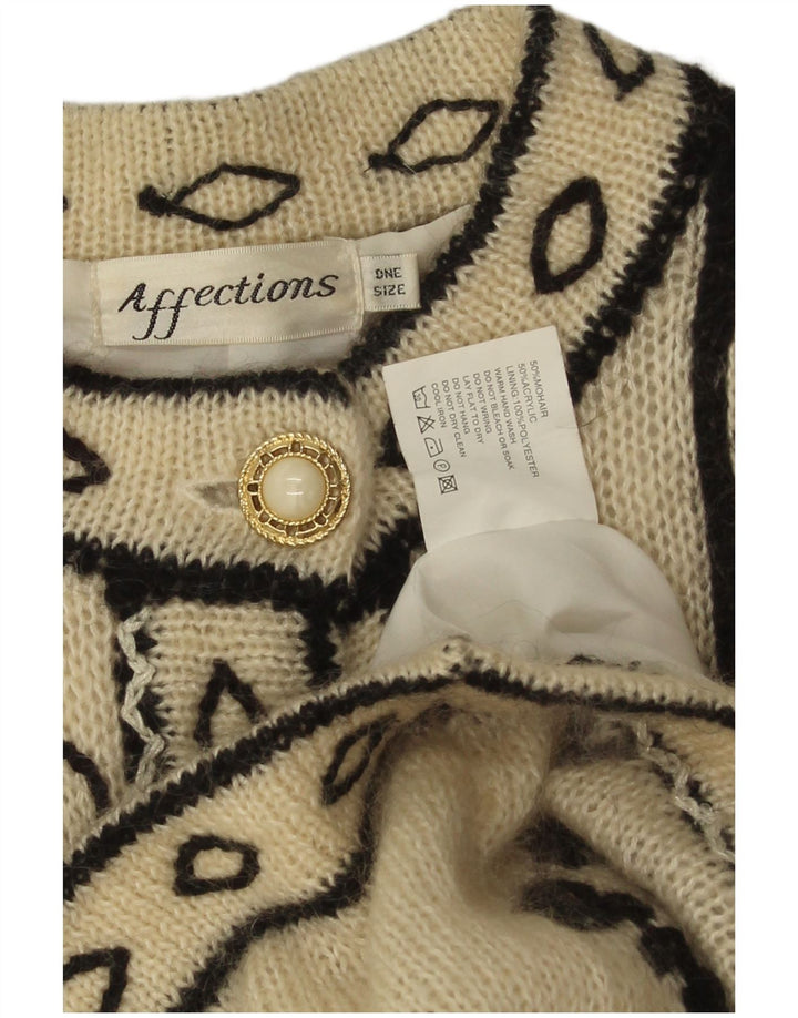 Affections Longline-Cardigan für Damen, Einheitsgröße, gebrochenes Weiß mit Blumenmuster