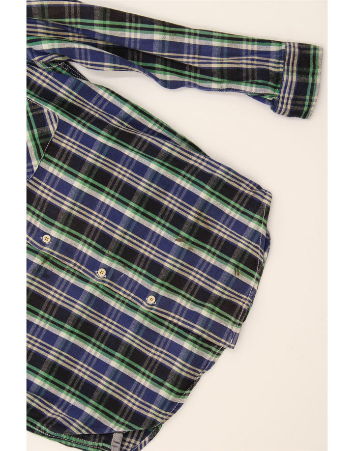 ZARA Mens Flannel Shirt Large Navy Blue Check Cotton Vintage Zara and Second-Hand Zara from Messina Hembry 