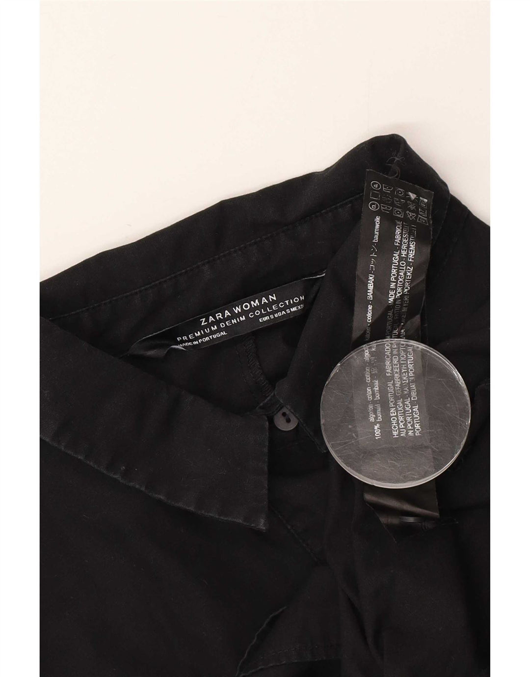 Übergroße Hemdbluse für Damen von Zara, Gr. 10, Größe S, Schwarz, Baumwolle