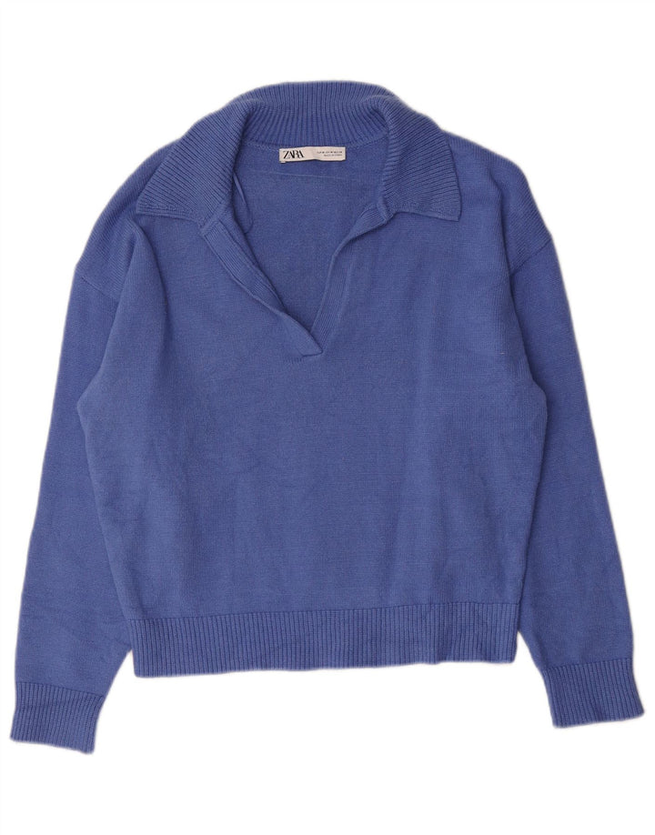 Zara Damen Rollkragenpullover Pullover UK 14 Mittelblaue Viskose