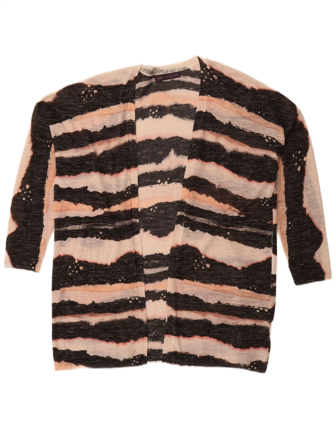 Marks & Spencer Damen-Strickjacke mit 3/4-Ärmeln, UK-Gr. 14, Mittelschwarz