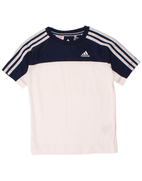 Adidas Jungen Climalite T-Shirt Top 7–8 Jahre weiße Colourblock-Baumwolle