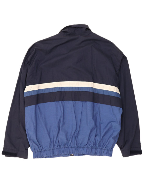 Ellesse Mens Windbreaker Jacket UK 42 XL Navy Blue Colourblock Cotton