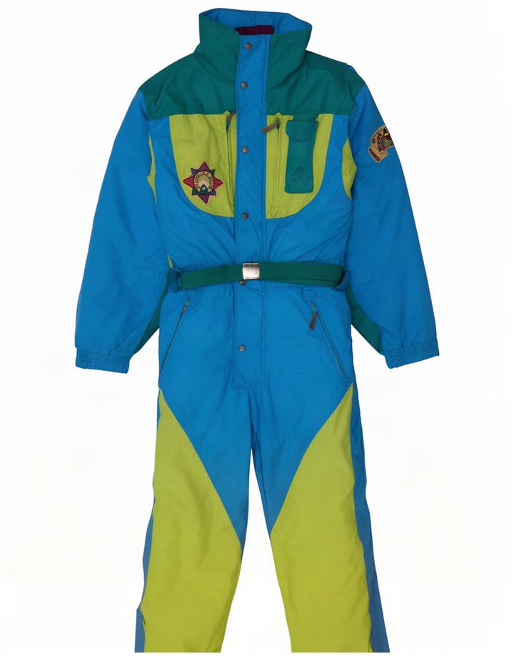 Vintage Herren Skioverall IT 48 Mittelblaues Colourblock-Nylon