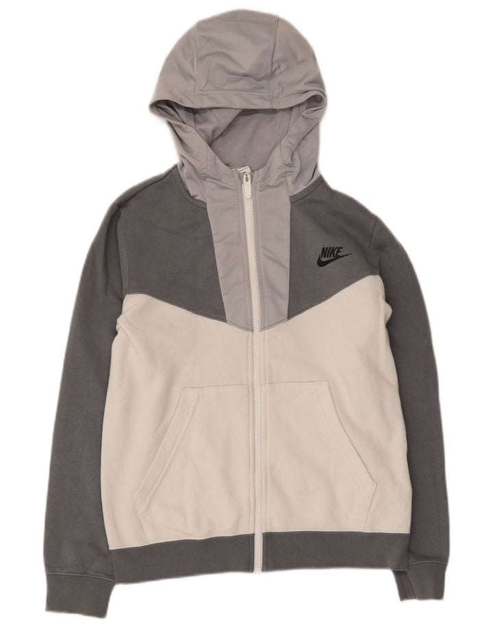 Nike Jungen-Kapuzenpullover mit grafischem Reißverschluss, 10–11 Jahre, Mittelgrau, Farbblock