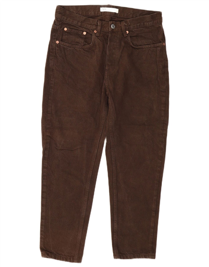 ZARA Herren-Jeans, kurz geschnitten, EU 40, mittelgroß, W31, L25, braun, Baumwolle