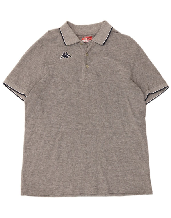 Kappa Herren Poloshirt XL grau gestreift aus Baumwolle