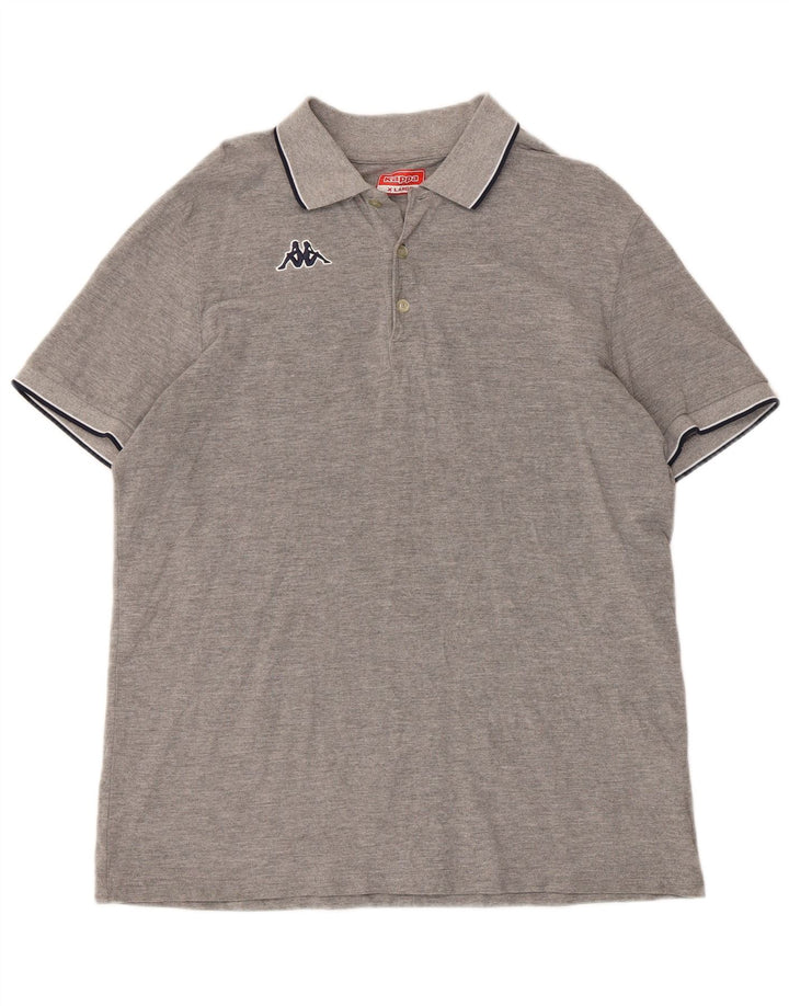 Kappa Herren Poloshirt XL grau gestreift aus Baumwolle