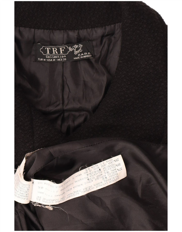 Zara Damen Mantel UK 12 Medium Schwarz Acryl