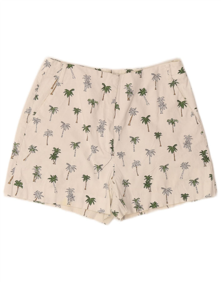 Zara Damen Chinoshorts Medium W28 Weiß geblümte Baumwolle