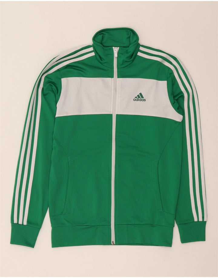 Adidas Herren Trainingsanzug Top Jacke UK 32/34 XS Grün Colourblock Polyester