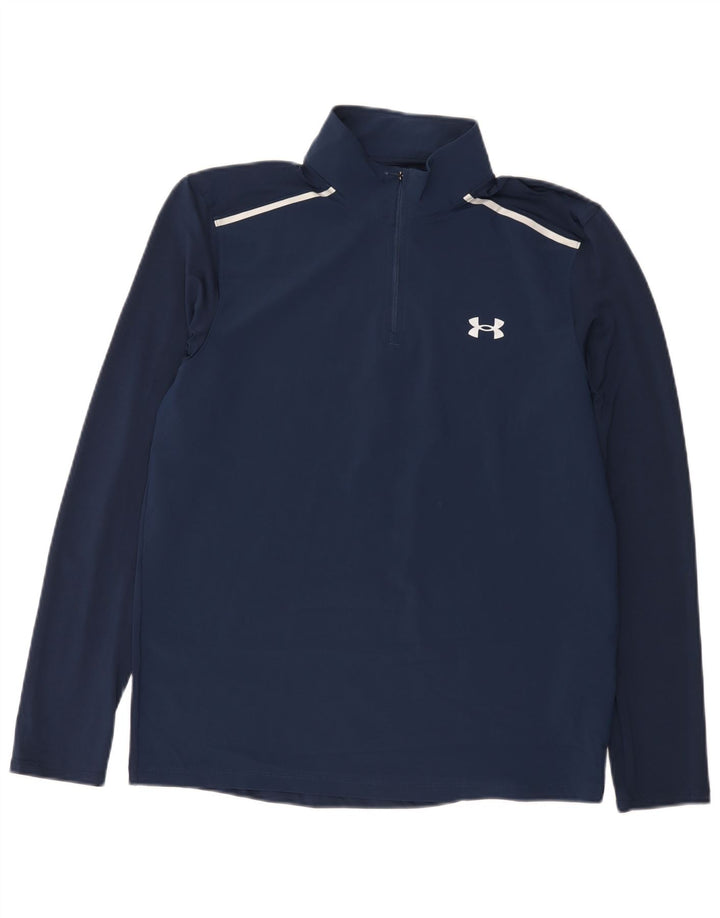 Under Armour Herren-Trainingsanzugoberteil mit grafischem Reißverschluss und Rundhalsausschnitt, Mittelmarineblau