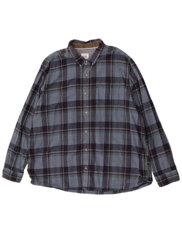 Fat Face Herren-Flanellhemd mit normaler Passform, 4XL, marineblau, kariert, Baumwolle