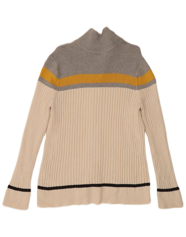 Eddie Bauer Damen-Cardigan-Pullover UK 20 2XL Beige Colourblock-Baumwolle