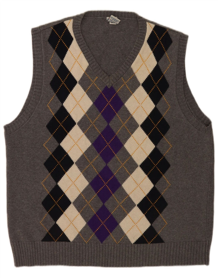 Old Navy Herren-Weste-Tanktop, große graue Argyle-/Diamant-Baumwolle