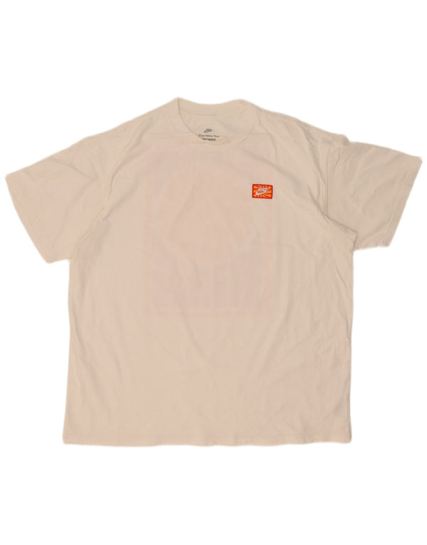Nike Herren-T-Shirt mit lockerer Passform, Grafik, Größe L, aus weißer Baumwolle