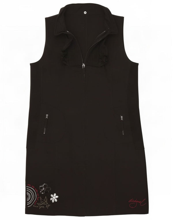 Desigual Grafisches ärmelloses Hemdkleid für Damen EU 44 XL Schwarze Baumwolle