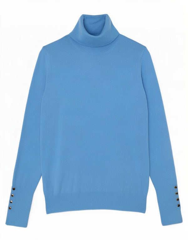 Zara Damen-Pullover mit Rollkragen, UK 12, mittelblaue Viskose