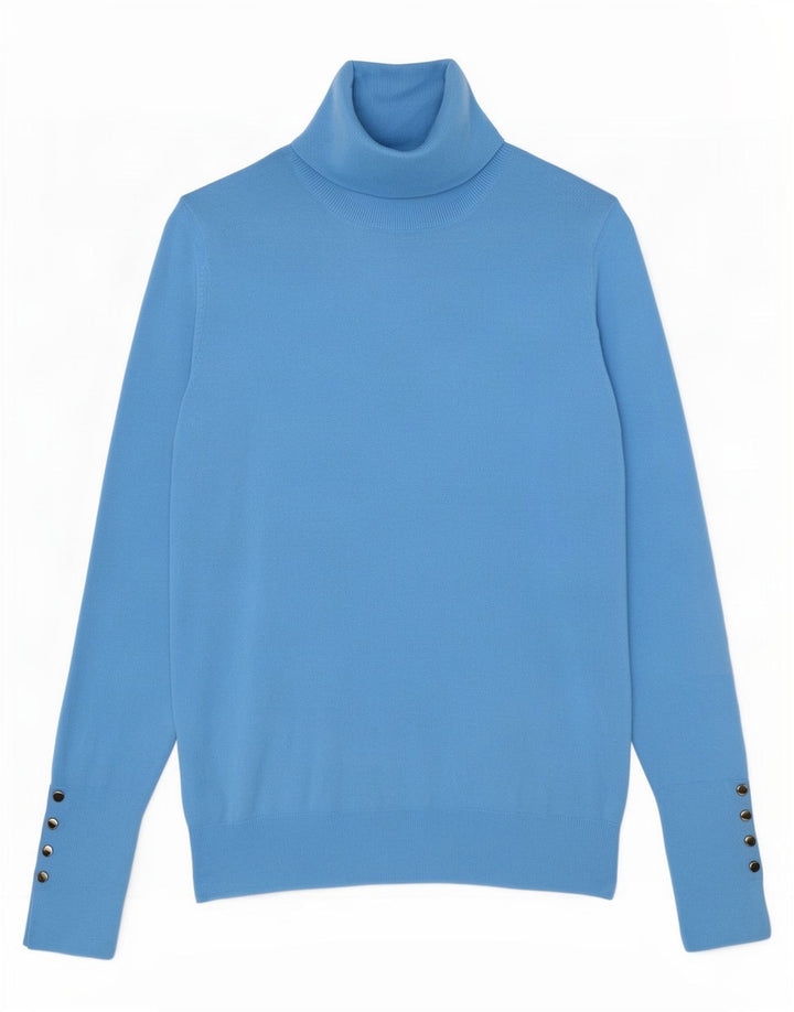 Zara Damen-Pullover mit Rollkragen, UK 12, mittelblaue Viskose