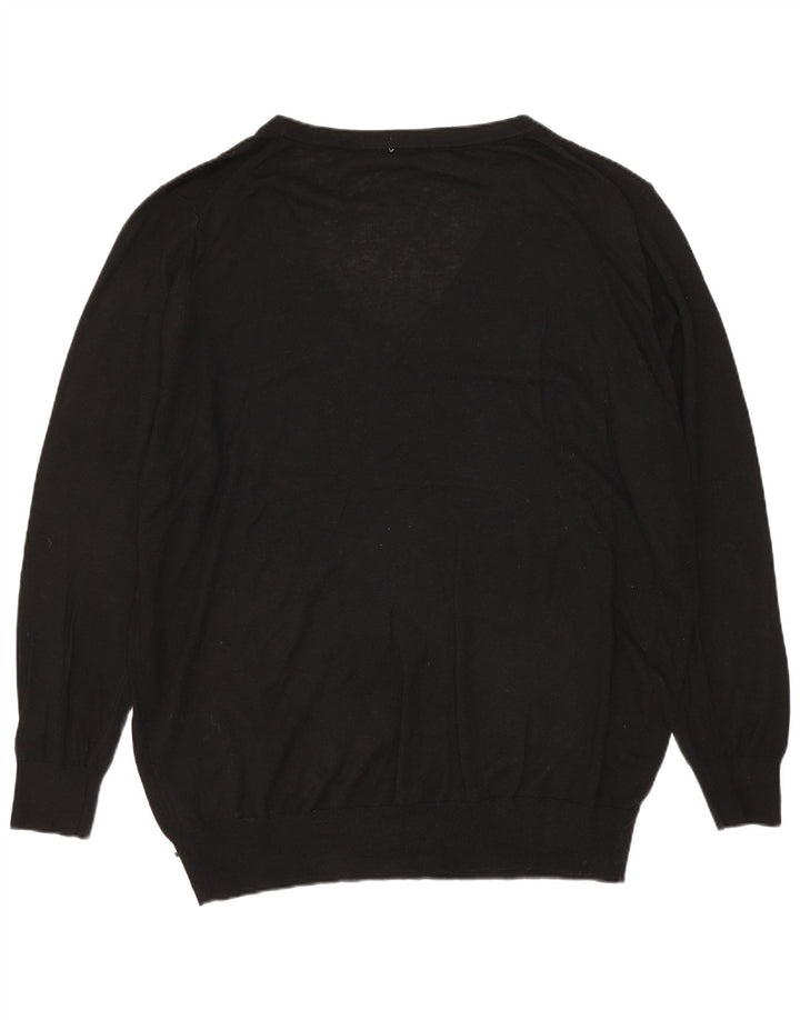 Zara Damen-Pullover, übergroß, V-Ausschnitt, Gr. 14, Mittelschwarz, Modal