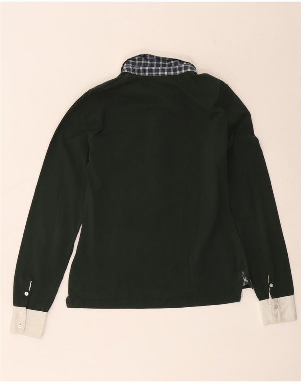 Gant Langarm-Rugby-Poloshirt für Damen, Größe S, Grün, Farbblock