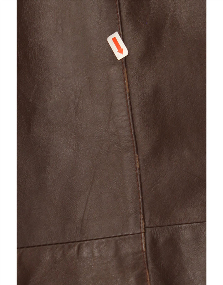 VINTAGE Womens 1 Button Leather Blazer Jacket IT 48 XL Brown Vintage Vintage and Second-Hand Vintage from Messina Hembry 
