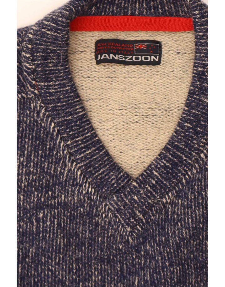 Vintage Herren-Cardigan-Pullover mit Grafik, mittelgroß, Marineblau