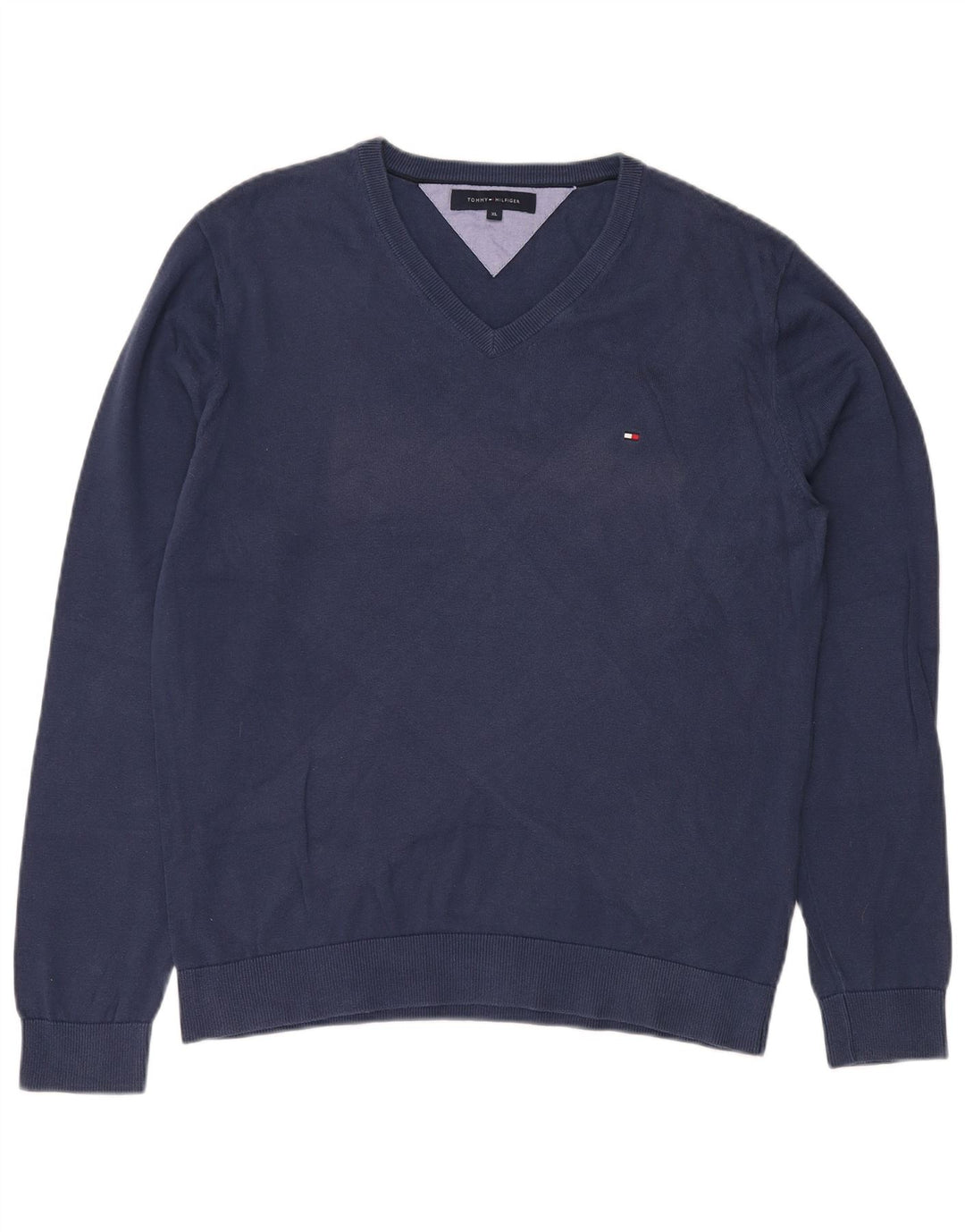 TOMMY HILFIGER Herren V-Ausschnitt Pullover Pullover XL Marineblau Baumwolle