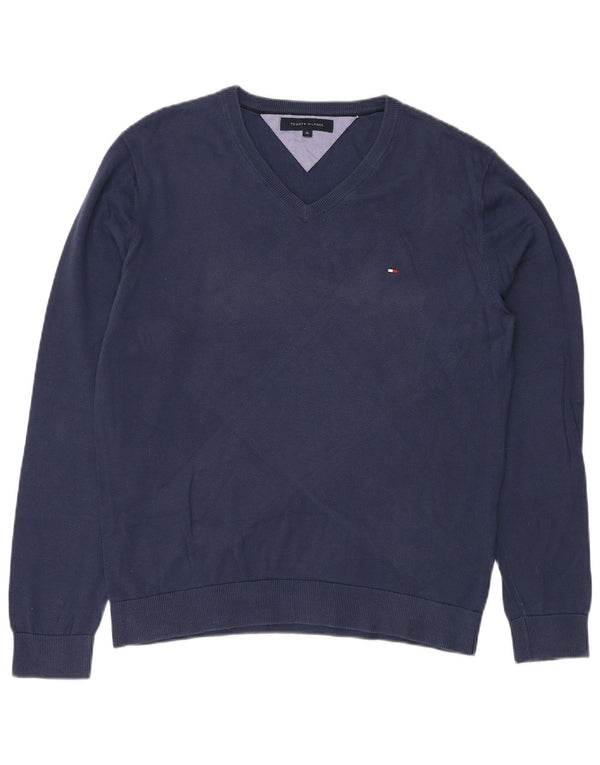 TOMMY HILFIGER Herren V-Ausschnitt Pullover Pullover XL Marineblau Baumwolle